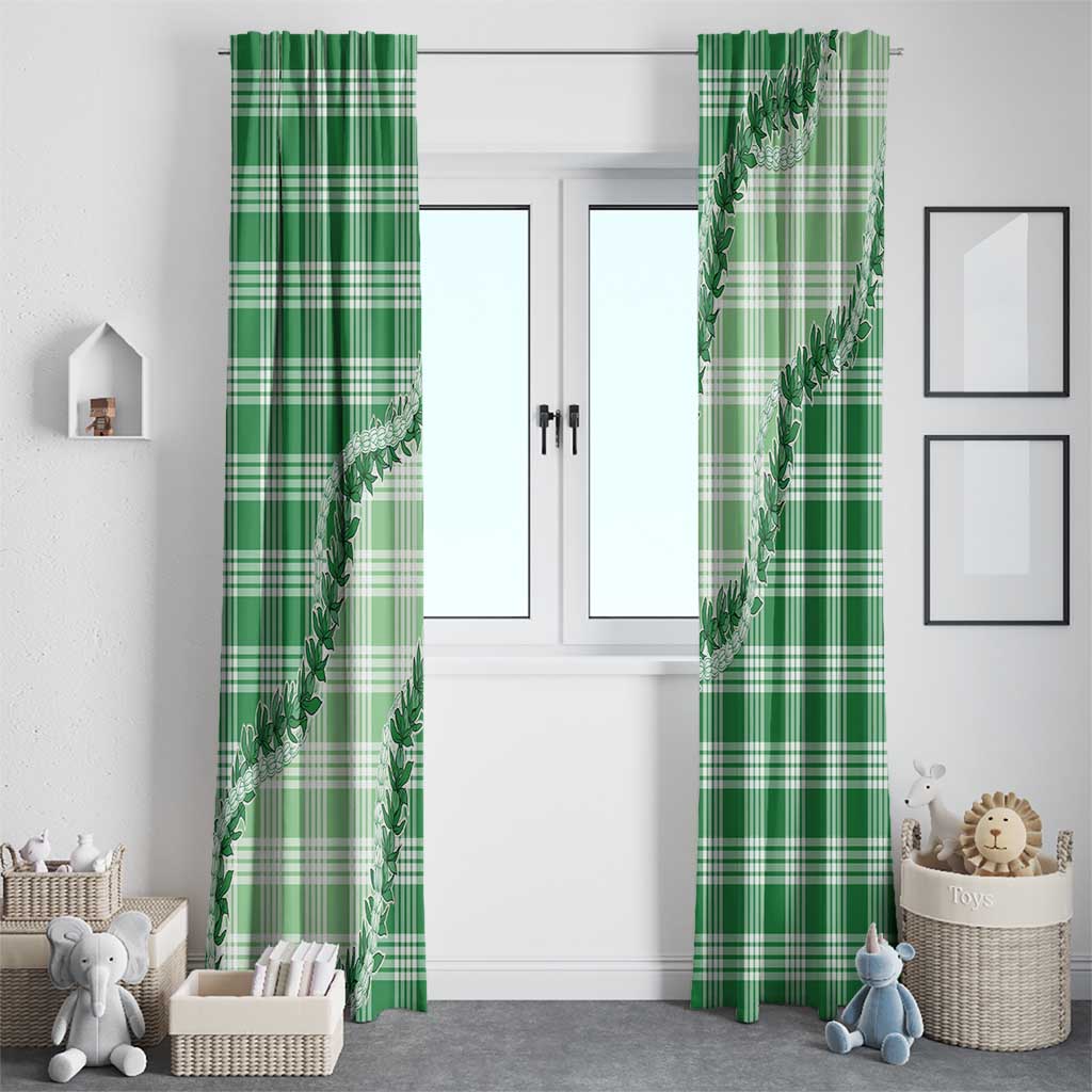Green Hawaii Palaka Window Curtain Hawaiian Pikake Lei LT05 - Polynesian Pride