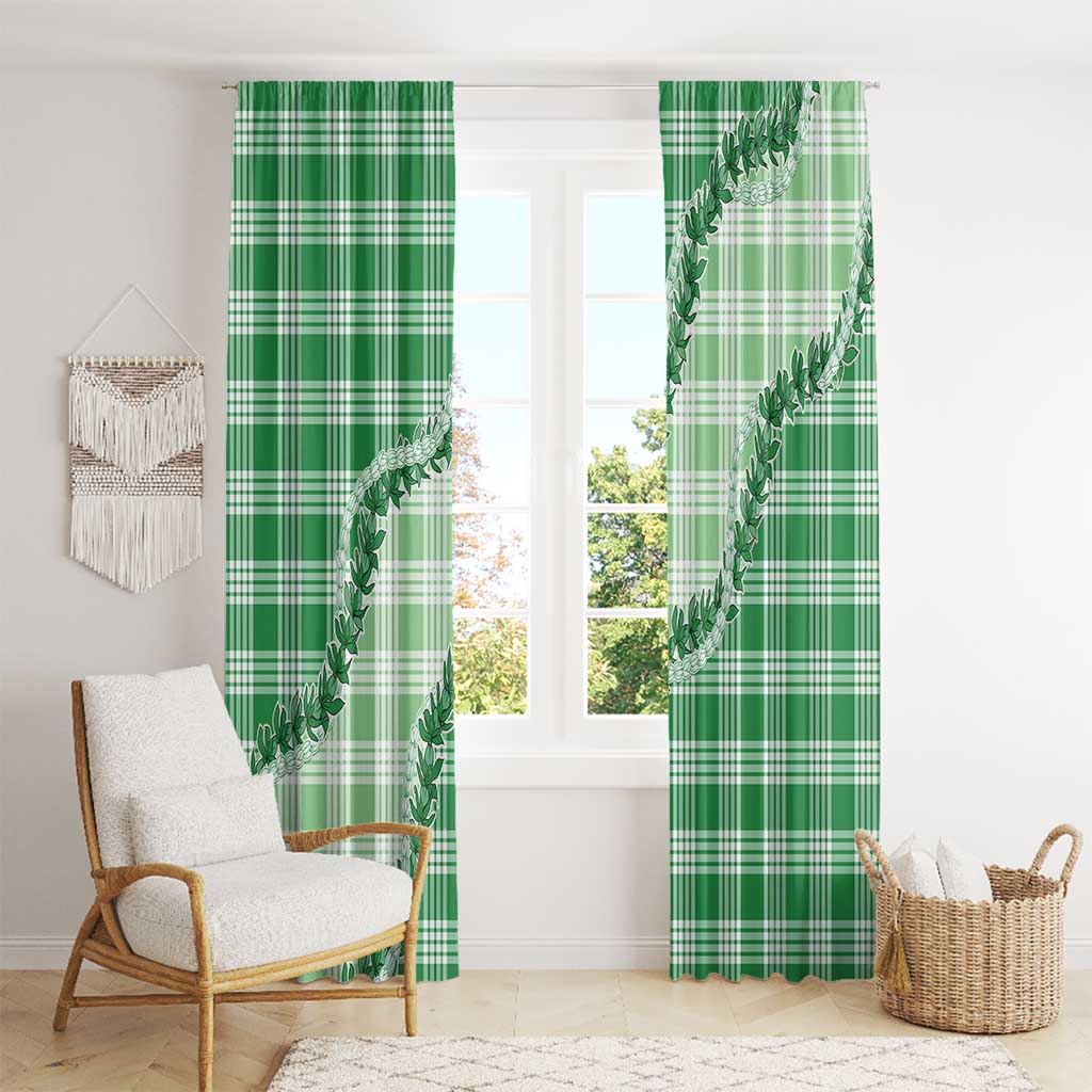 Green Hawaii Palaka Window Curtain Hawaiian Pikake Lei LT05 - Polynesian Pride