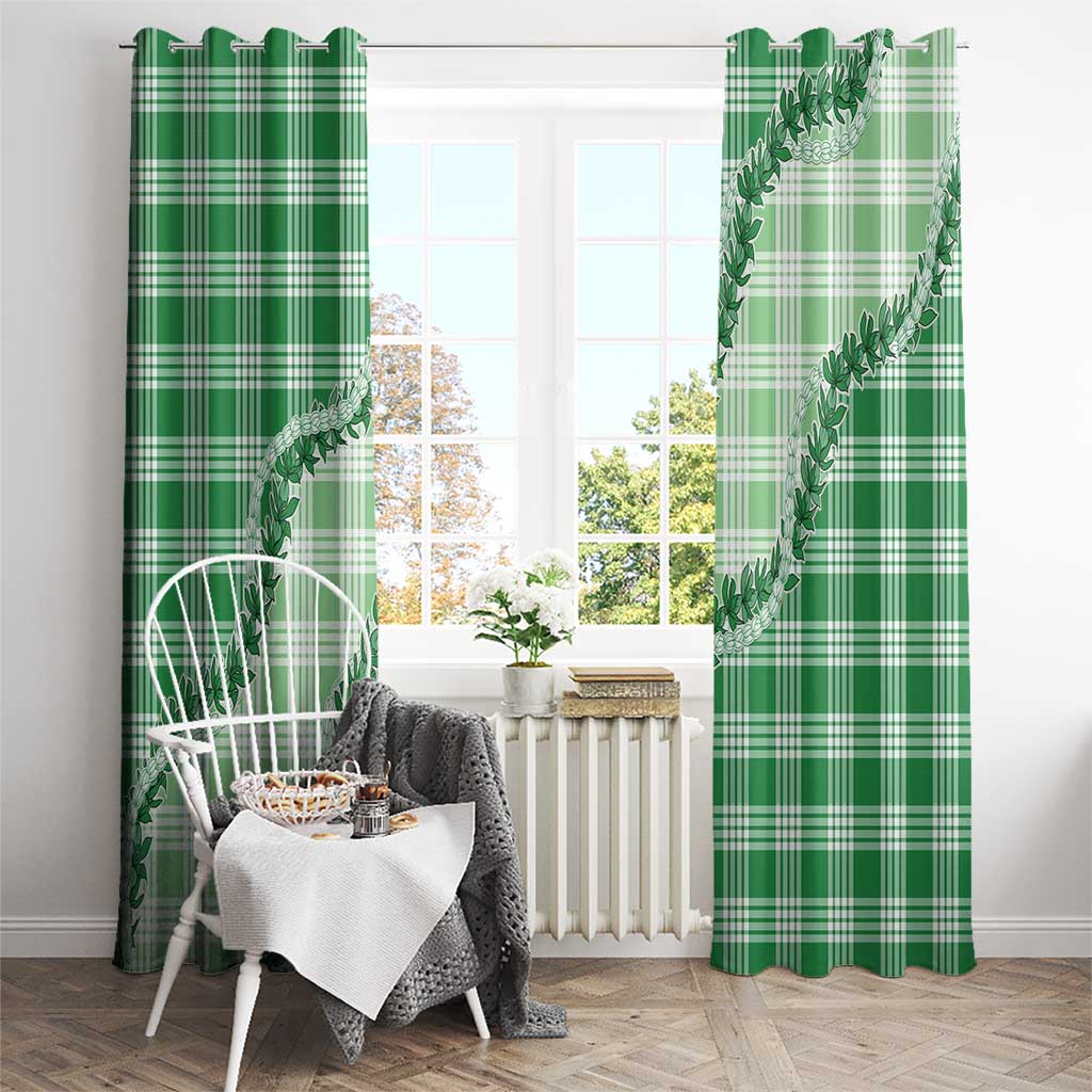Green Hawaii Palaka Window Curtain Hawaiian Pikake Lei LT05 - Polynesian Pride