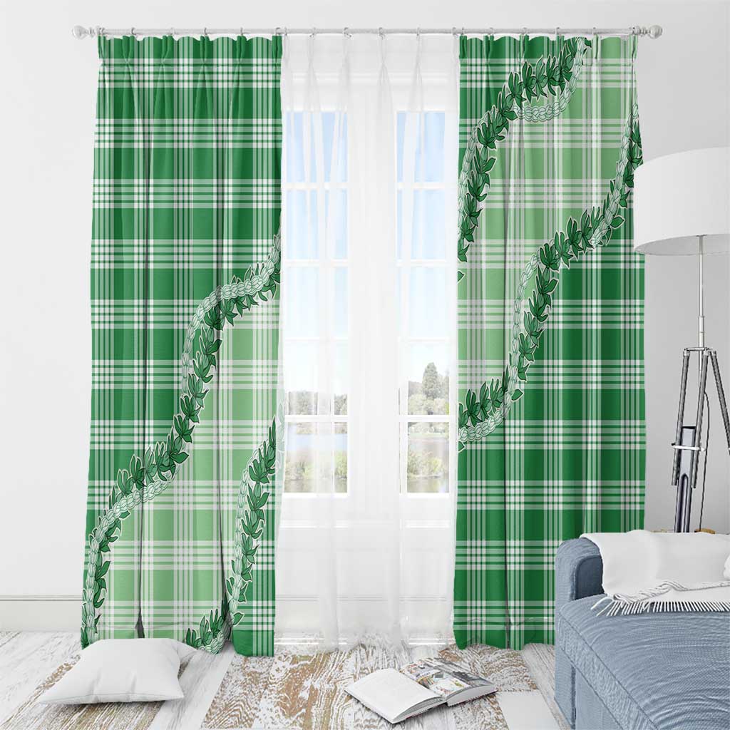 Green Hawaii Palaka Window Curtain Hawaiian Pikake Lei LT05 - Polynesian Pride
