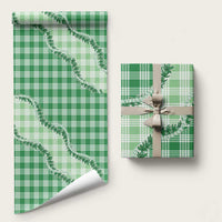 Green Hawaii Palaka Wrapping Paper Hawaiian Pikake Lei