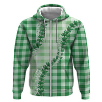 Green Hawaii Palaka Zip Hoodie Hawaiian Pikake Lei LT05 Zip Hoodie Green - Polynesian Pride