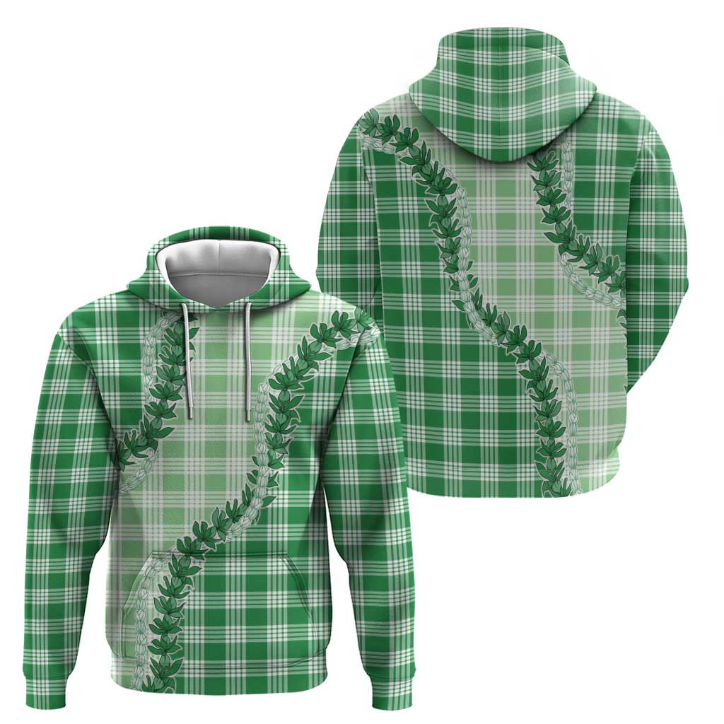 Green Hawaii Palaka Zip Hoodie Hawaiian Pikake Lei LT05 - Polynesian Pride
