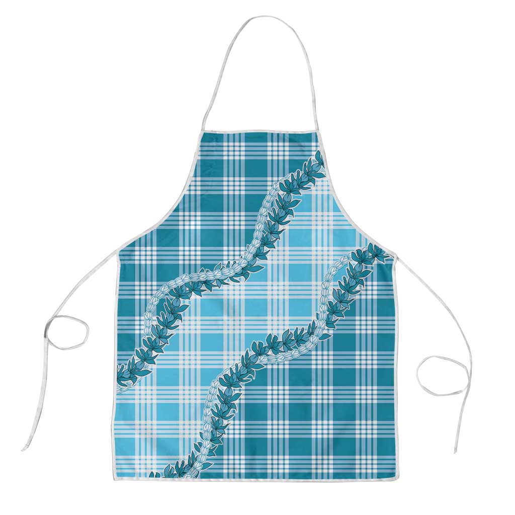 Blue Hawaii Palaka Apron Hawaiian Pikake Lei LT05 Blue - Polynesian Pride