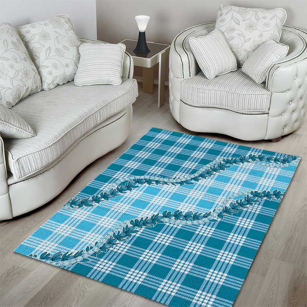 Blue Hawaii Palaka Area Rug Hawaiian Pikake Lei LT05 - Polynesian Pride