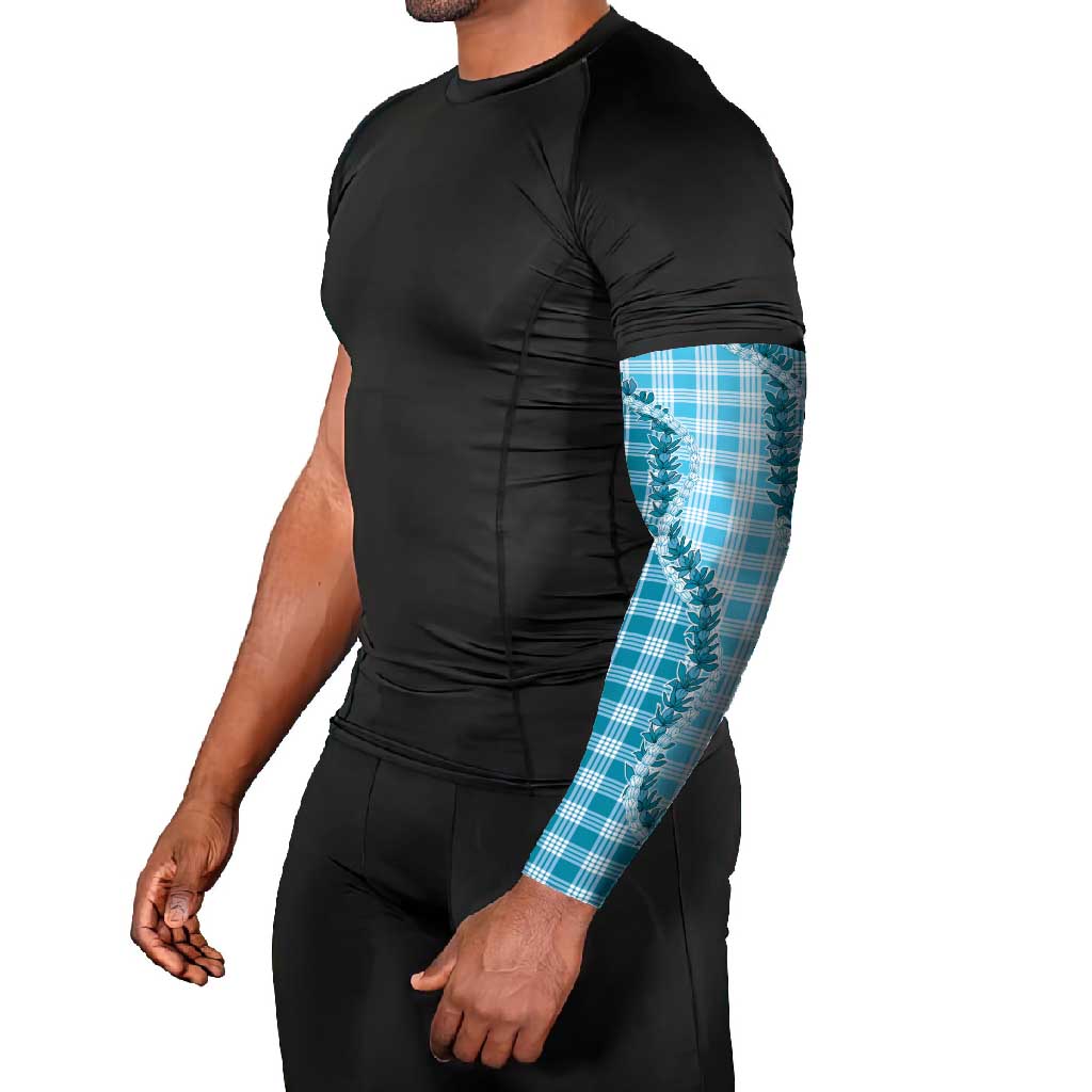 Blue Hawaii Palaka Arm Sleeves Hawaiian Pikake Lei