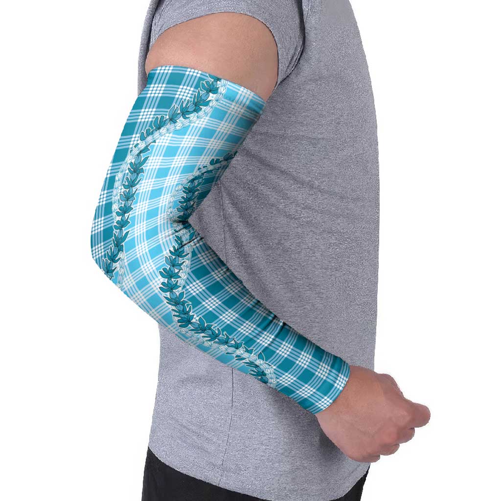 Blue Hawaii Palaka Arm Sleeves Hawaiian Pikake Lei
