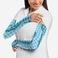 Blue Hawaii Palaka Arm Sleeves Hawaiian Pikake Lei