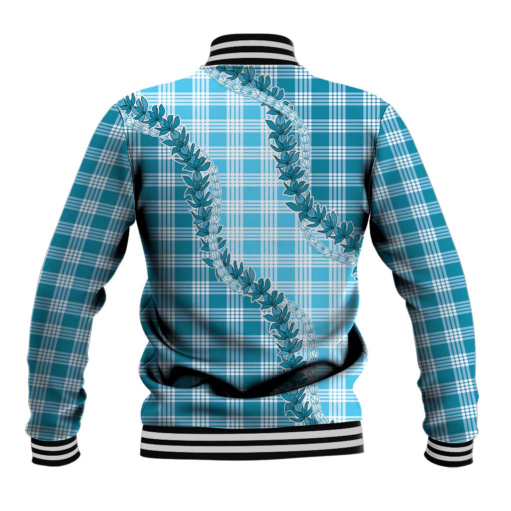 Blue Hawaii Palaka Baseball Jacket Hawaiian Pikake Lei LT05 - Polynesian Pride