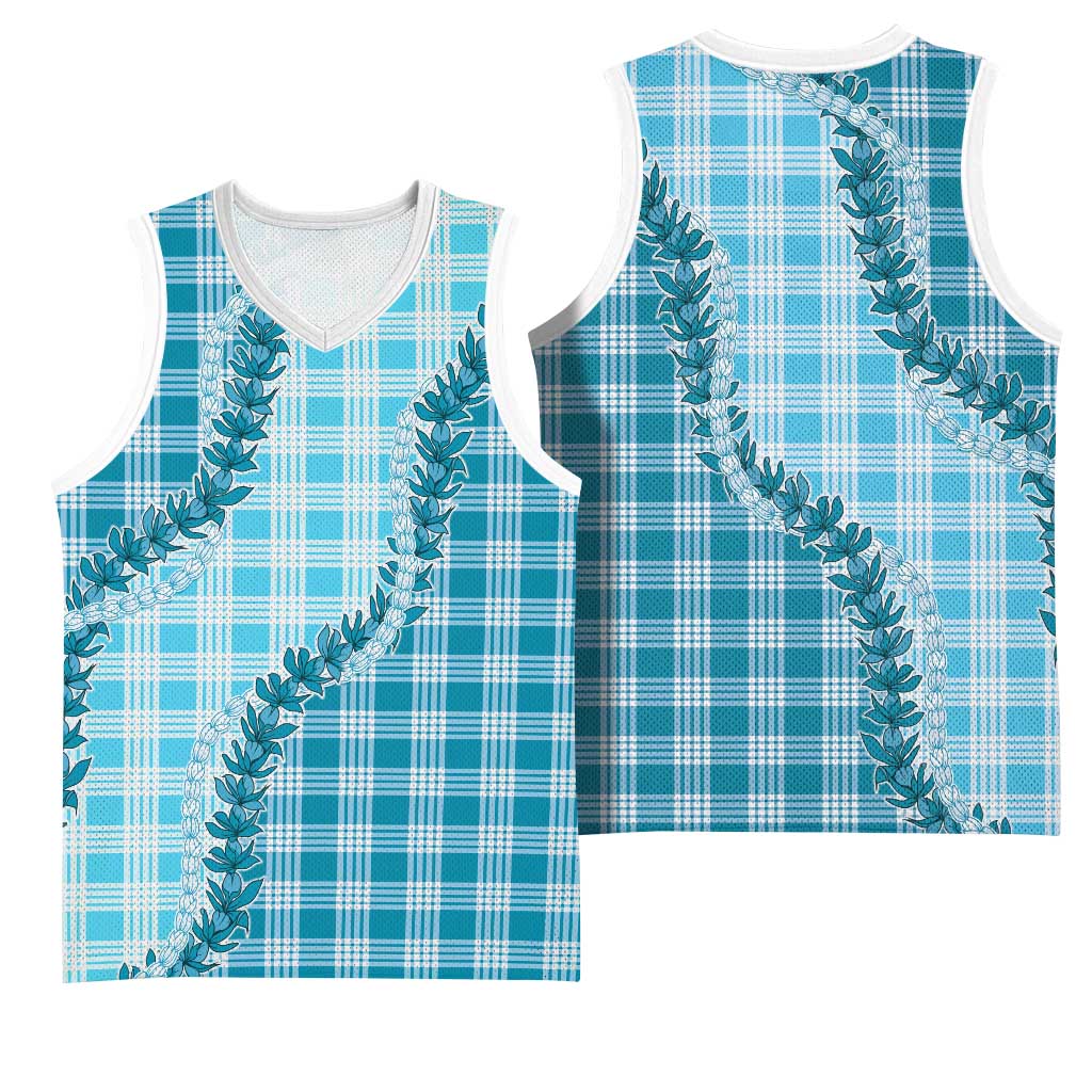 Blue Hawaii Palaka Basketball Jersey Hawaiian Pikake Lei LT05 - Polynesian Pride