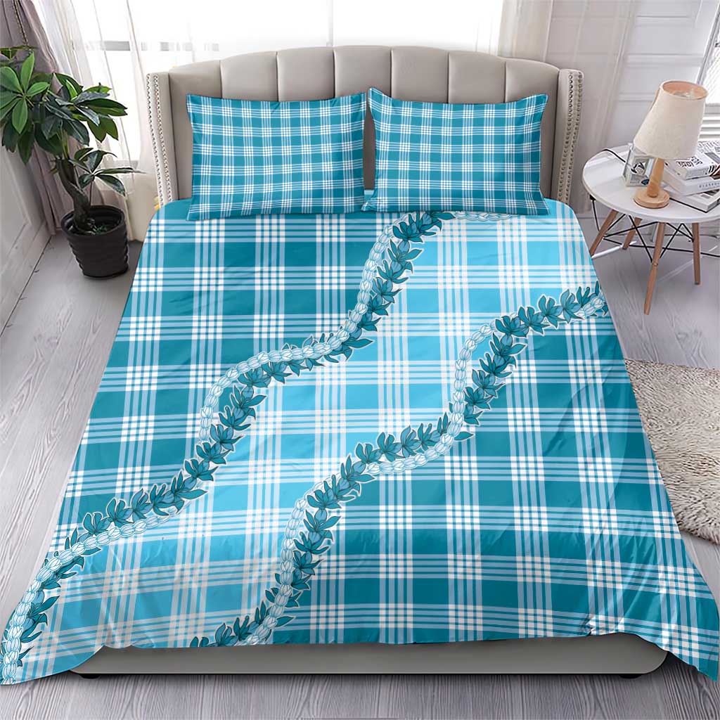 Blue Hawaii Palaka Bedding Set Hawaiian Pikake Lei LT05 - Polynesian Pride