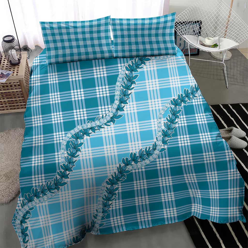 Blue Hawaii Palaka Bedding Set Hawaiian Pikake Lei LT05 - Polynesian Pride