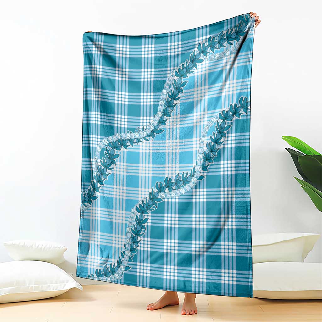 Blue Hawaii Palaka Blanket Hawaiian Pikake Lei LT05 - Polynesian Pride