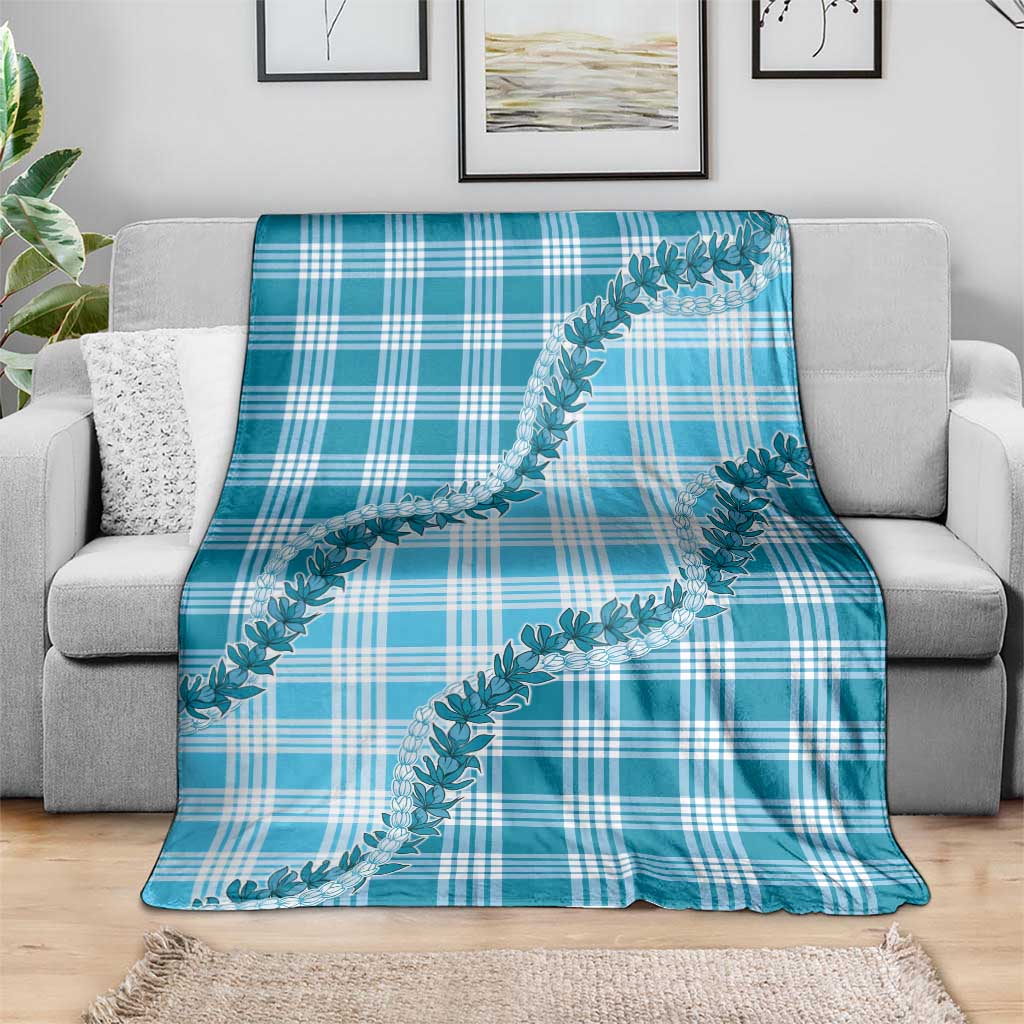 Blue Hawaii Palaka Blanket Hawaiian Pikake Lei LT05 - Polynesian Pride
