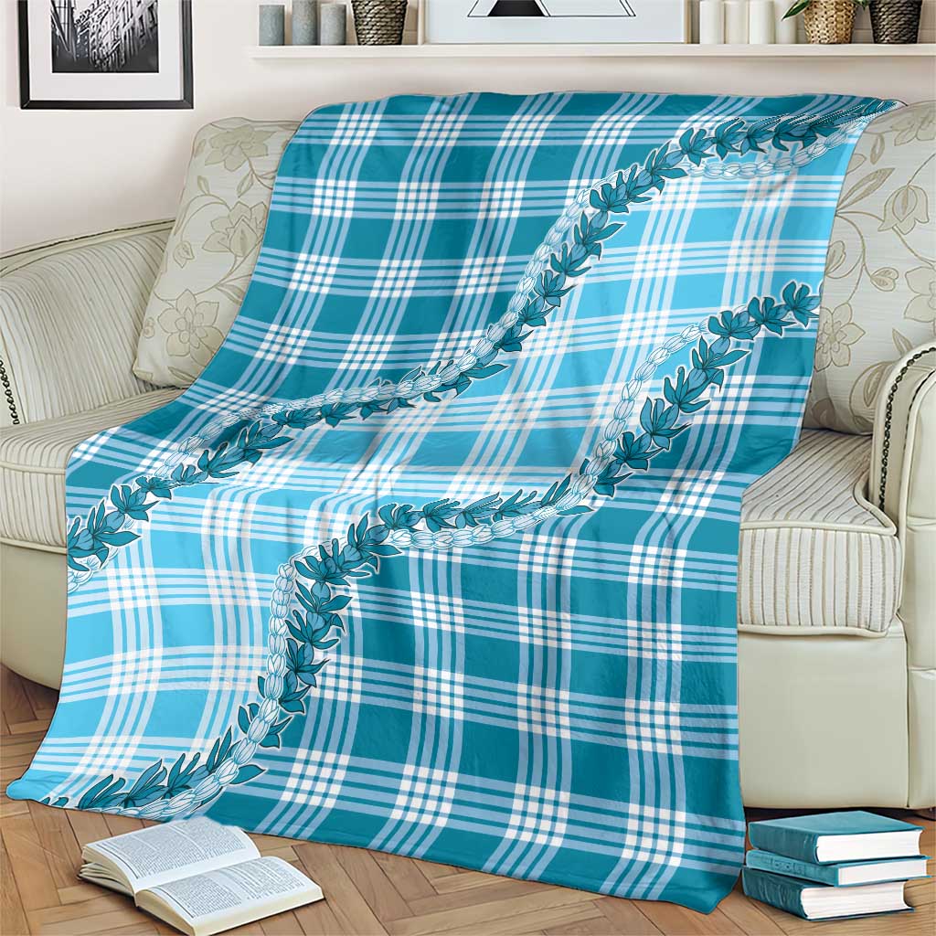Blue Hawaii Palaka Blanket Hawaiian Pikake Lei LT05 - Polynesian Pride