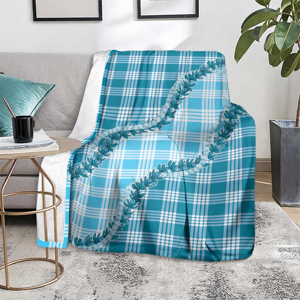 Blue Hawaii Palaka Blanket Hawaiian Pikake Lei LT05 - Polynesian Pride