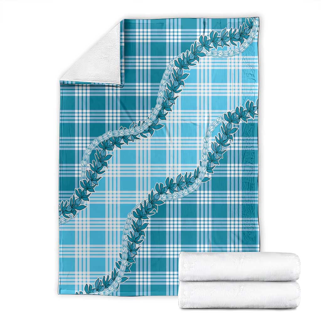 Blue Hawaii Palaka Blanket Hawaiian Pikake Lei LT05 - Polynesian Pride