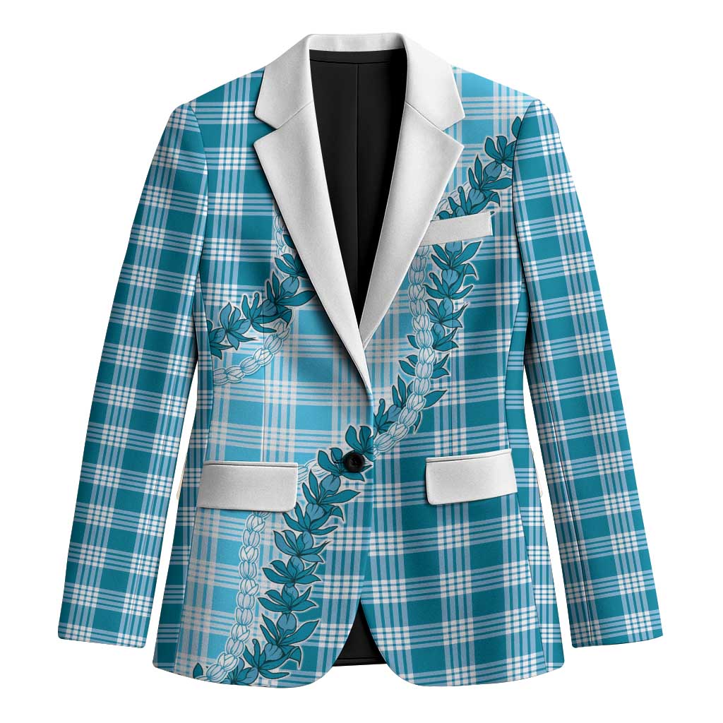 Blue Hawaii Palaka Blazer Hawaiian Pikake Lei LT05 Unisex Blue - Polynesian Pride