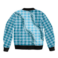 Blue Hawaii Palaka Bomber Jacket Hawaiian Pikake Lei LT05 - Polynesian Pride
