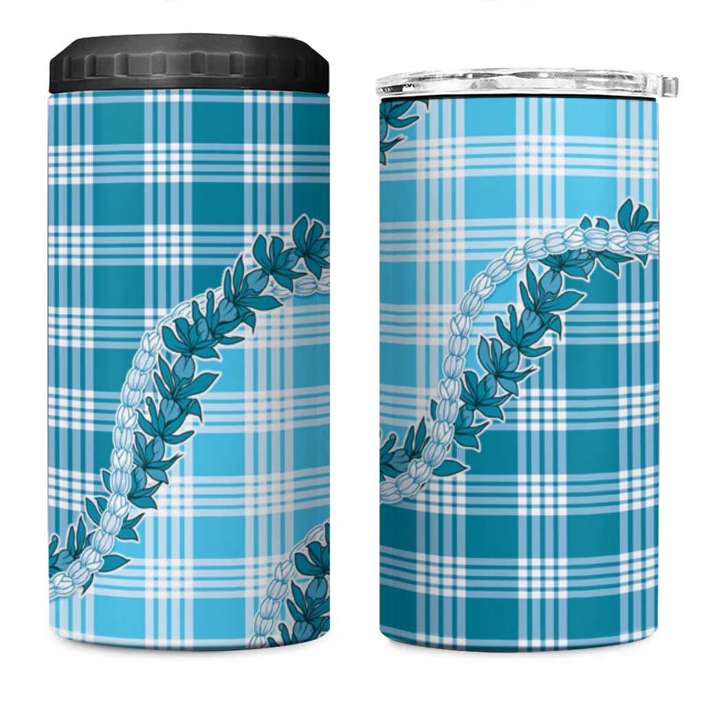 Blue Hawaii Palaka 4 in 1 Can Cooler Tumbler Hawaiian Pikake Lei