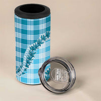 Blue Hawaii Palaka 4 in 1 Can Cooler Tumbler Hawaiian Pikake Lei