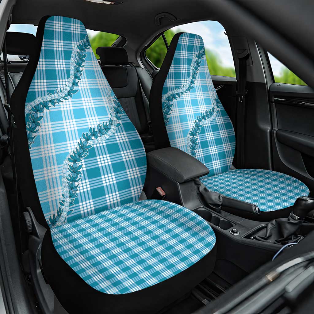Blue Hawaii Palaka Car Seat Cover Hawaiian Pikake Lei LT05 One Size Blue - Polynesian Pride