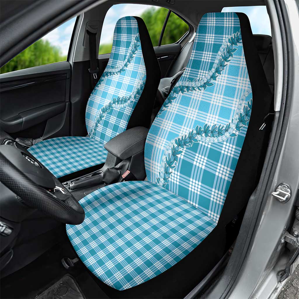 Blue Hawaii Palaka Car Seat Cover Hawaiian Pikake Lei LT05 - Polynesian Pride