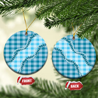 Blue Hawaii Palaka Ceramic Ornament Hawaiian Pikake Lei LT05 Circle Blue - Polynesian Pride