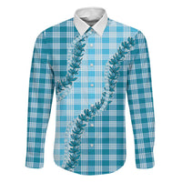 Blue Hawaii Palaka Family Matching Summer Maxi Dress and Hawaiian Shirt Hawaiian Pikake Lei