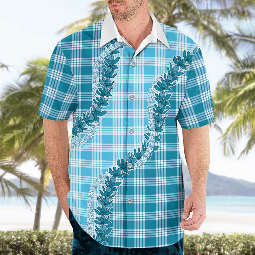 Blue Hawaii Palaka Hawaiian Shirt Hawaiian Pikake Lei