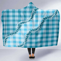 Blue Hawaii Palaka Hooded Blanket Hawaiian Pikake Lei LT05 One Size Blue - Polynesian Pride