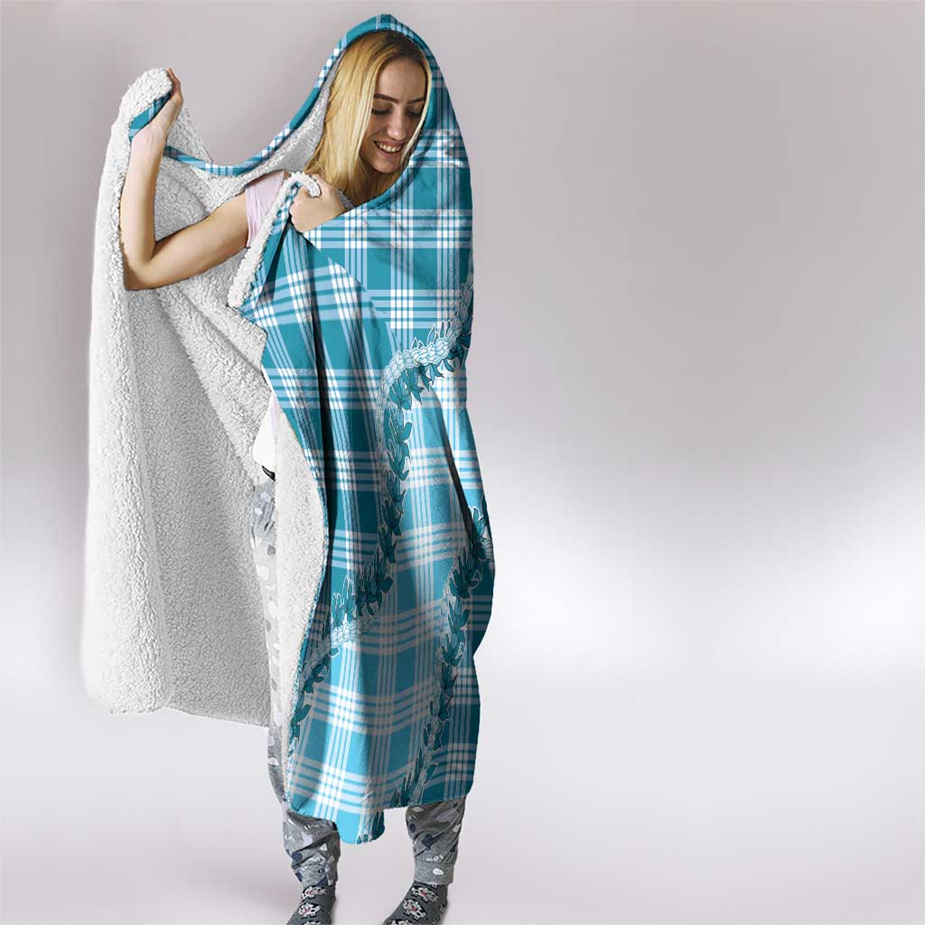 Blue Hawaii Palaka Hooded Blanket Hawaiian Pikake Lei LT05 - Polynesian Pride