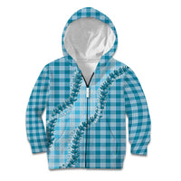 Blue Hawaii Palaka Kid Hoodie Hawaiian Pikake Lei LT05 Zip Hoodie Blue - Polynesian Pride