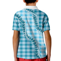 Blue Hawaii Palaka Kid Polo Shirt Hawaiian Pikake Lei LT05 - Polynesian Pride