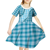 Blue Hawaii Palaka Kid Short Sleeve Dress Hawaiian Pikake Lei LT05 - Polynesian Pride