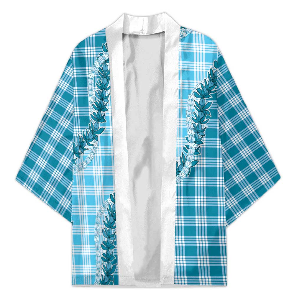 Blue Hawaii Palaka Kimono Hawaiian Pikake Lei LT05 Unisex Blue - Polynesian Pride