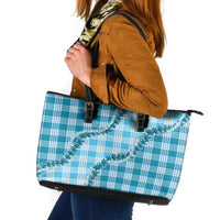 Blue Hawaii Palaka Leather Tote Bag Hawaiian Pikake Lei LT05 Blue - Polynesian Pride