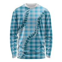 Blue Hawaii Palaka Long Sleeve Shirt Hawaiian Pikake Lei LT05 Unisex Blue - Polynesian Pride