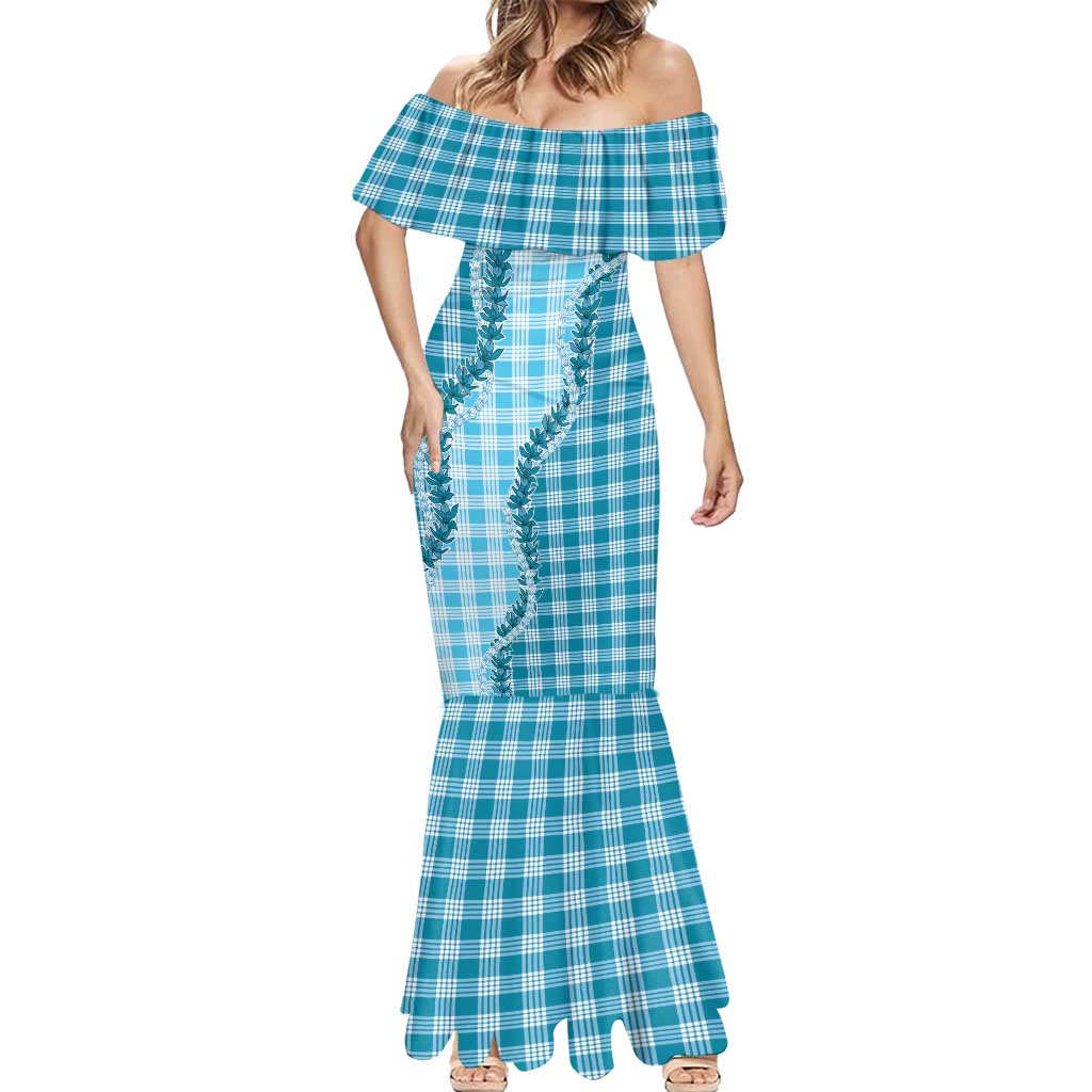 Blue Hawaii Palaka Mermaid Dress Hawaiian Pikake Lei LT05 - Polynesian Pride
