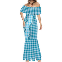Blue Hawaii Palaka Mermaid Dress Hawaiian Pikake Lei LT05 - Polynesian Pride