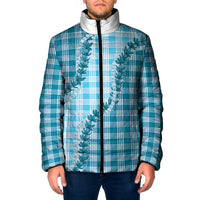 Blue Hawaii Palaka Padded Jacket Hawaiian Pikake Lei LT05 Men Blue - Polynesian Pride