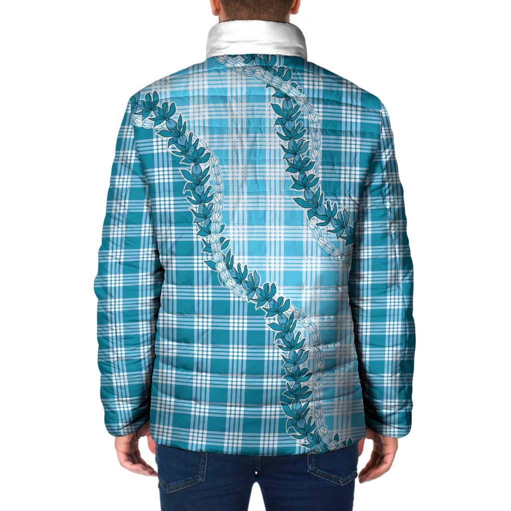 Blue Hawaii Palaka Padded Jacket Hawaiian Pikake Lei LT05 - Polynesian Pride