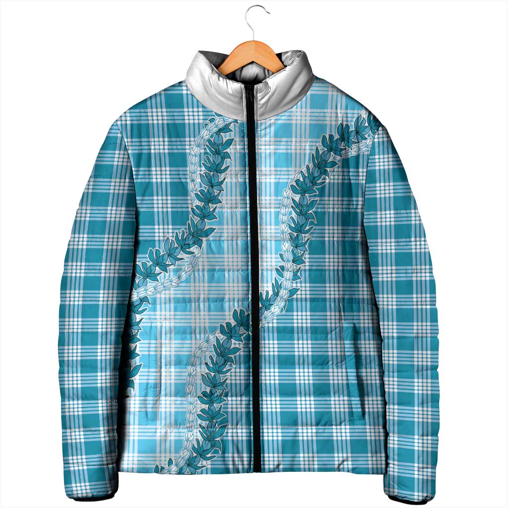 Blue Hawaii Palaka Padded Jacket Hawaiian Pikake Lei LT05 - Polynesian Pride