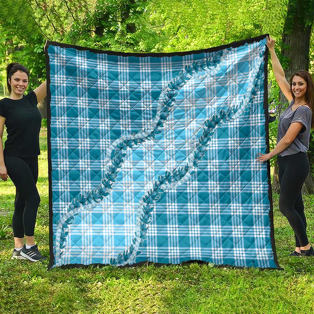 Blue Hawaii Palaka Quilt Hawaiian Pikake Lei LT05 - Polynesian Pride