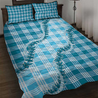 Blue Hawaii Palaka Quilt Bed Set Hawaiian Pikake Lei LT05 Blue - Polynesian Pride