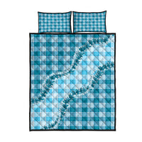 Blue Hawaii Palaka Quilt Bed Set Hawaiian Pikake Lei LT05 - Polynesian Pride