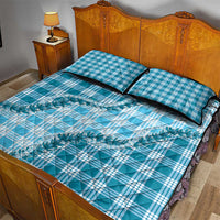 Blue Hawaii Palaka Quilt Bed Set Hawaiian Pikake Lei LT05 - Polynesian Pride