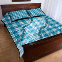 Blue Hawaii Palaka Quilt Bed Set Hawaiian Pikake Lei LT05 - Polynesian Pride