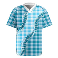Blue Hawaii Palaka Rugby Jersey Hawaiian Pikake Lei
