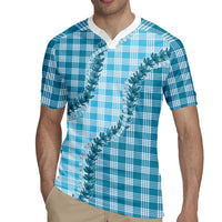 Blue Hawaii Palaka Rugby Jersey Hawaiian Pikake Lei